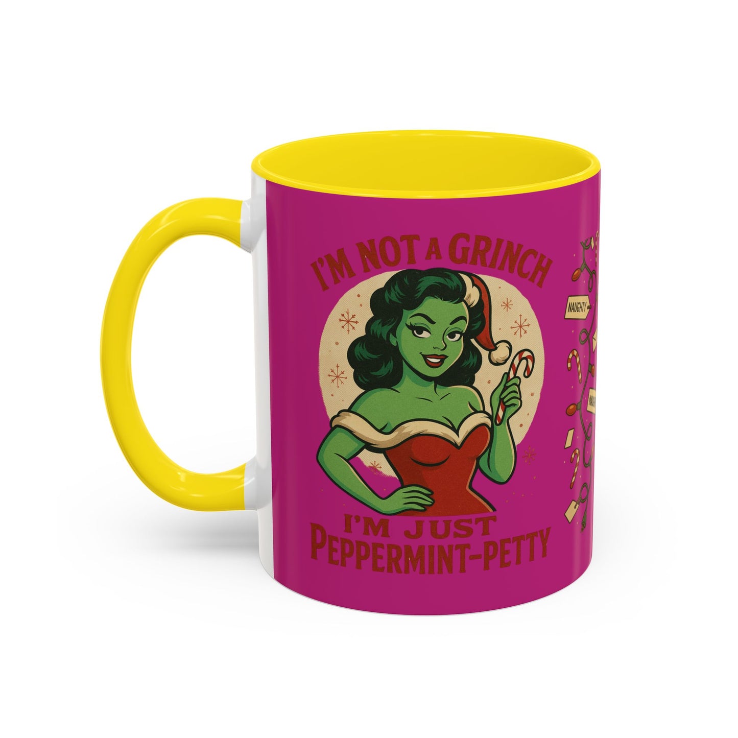 Festive Peppermint Coffee Mug, Holiday Gift, Fun Christmas Mug, Grinch Inspired, Cute Peppermint Patty Theme, Quirky Winter Cup