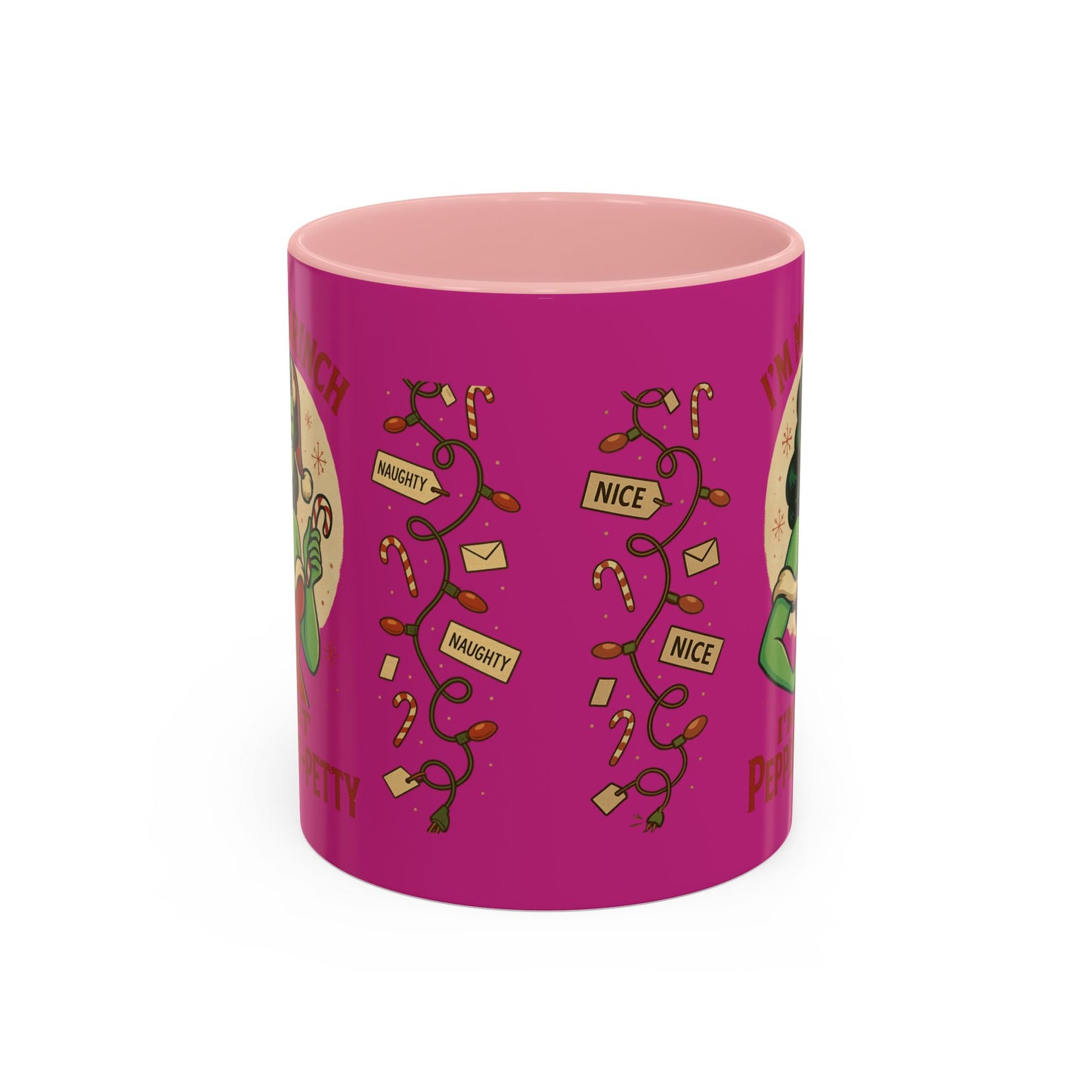 Festive Peppermint Coffee Mug, Holiday Gift, Fun Christmas Mug, Grinch Inspired, Cute Peppermint Patty Theme, Quirky Winter Cup