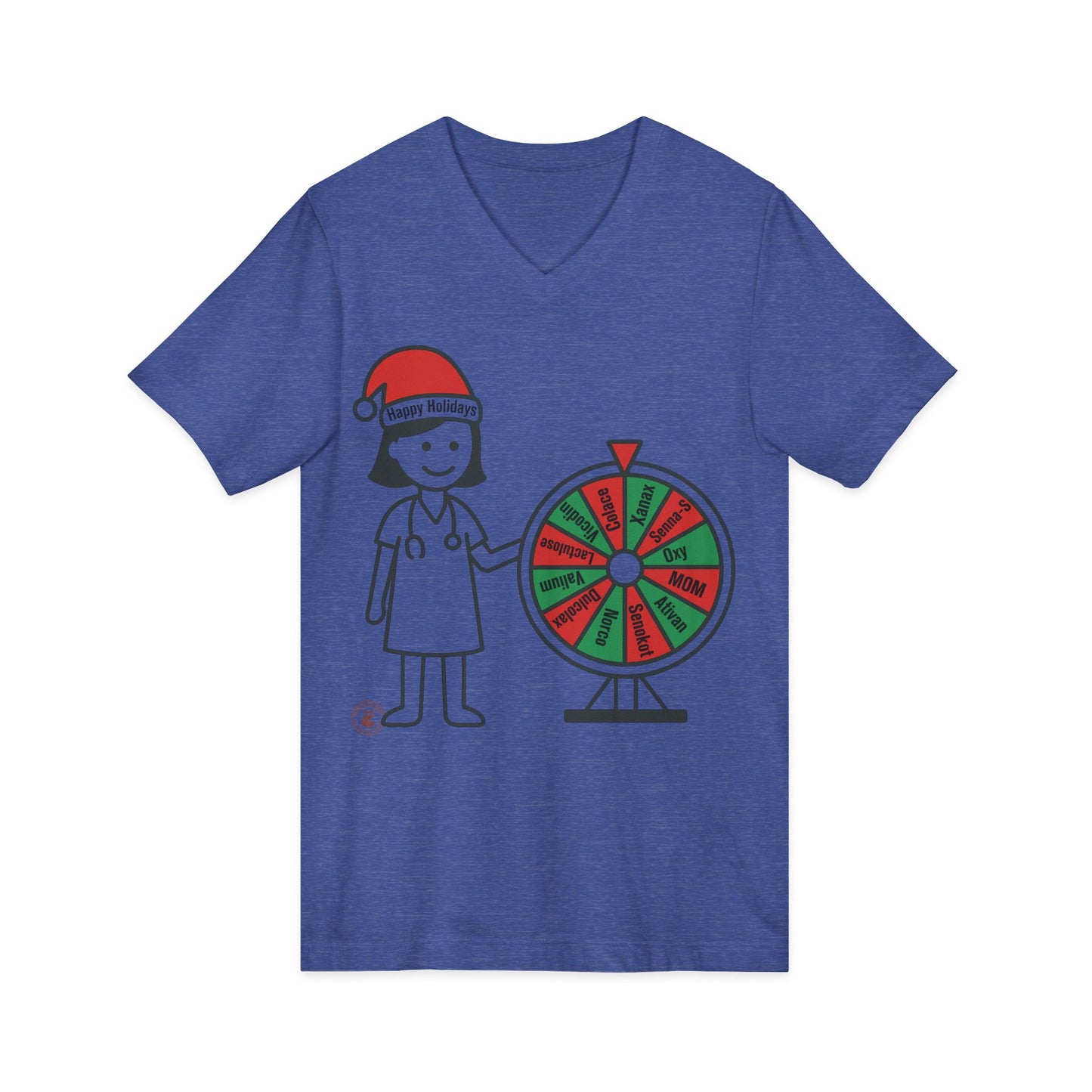 🎄 Nurse Holiday Spin-The-Wheel V‑Neck Tee  – Nurse V-Neck Tee