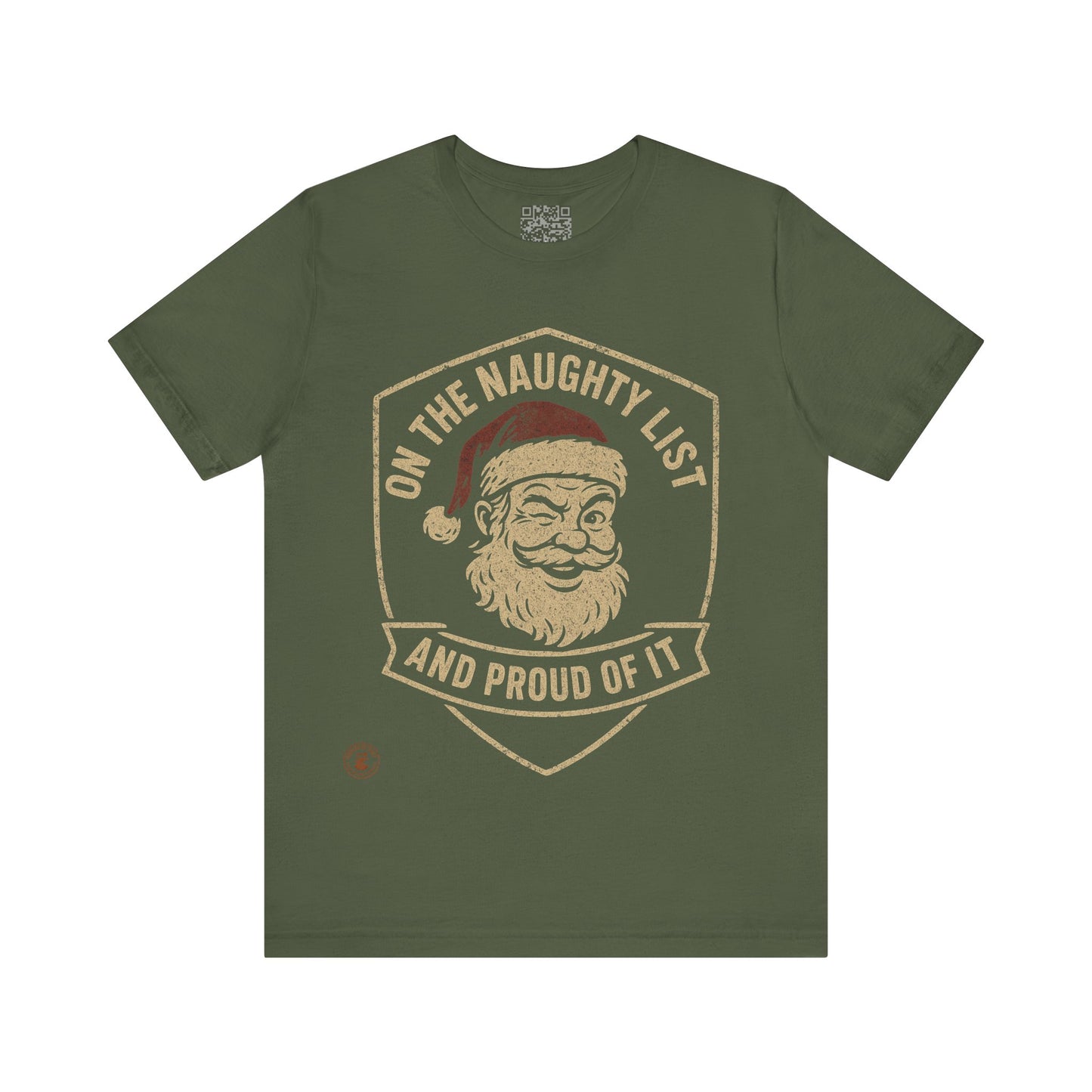 Unisex Tee Naughty List Santa Distressed Badge Shirt