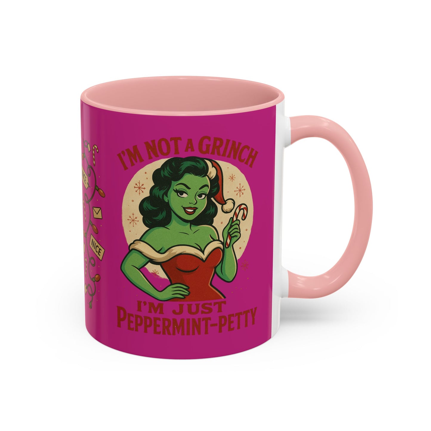 Festive Peppermint Coffee Mug, Holiday Gift, Fun Christmas Mug, Grinch Inspired, Cute Peppermint Patty Theme, Quirky Winter Cup