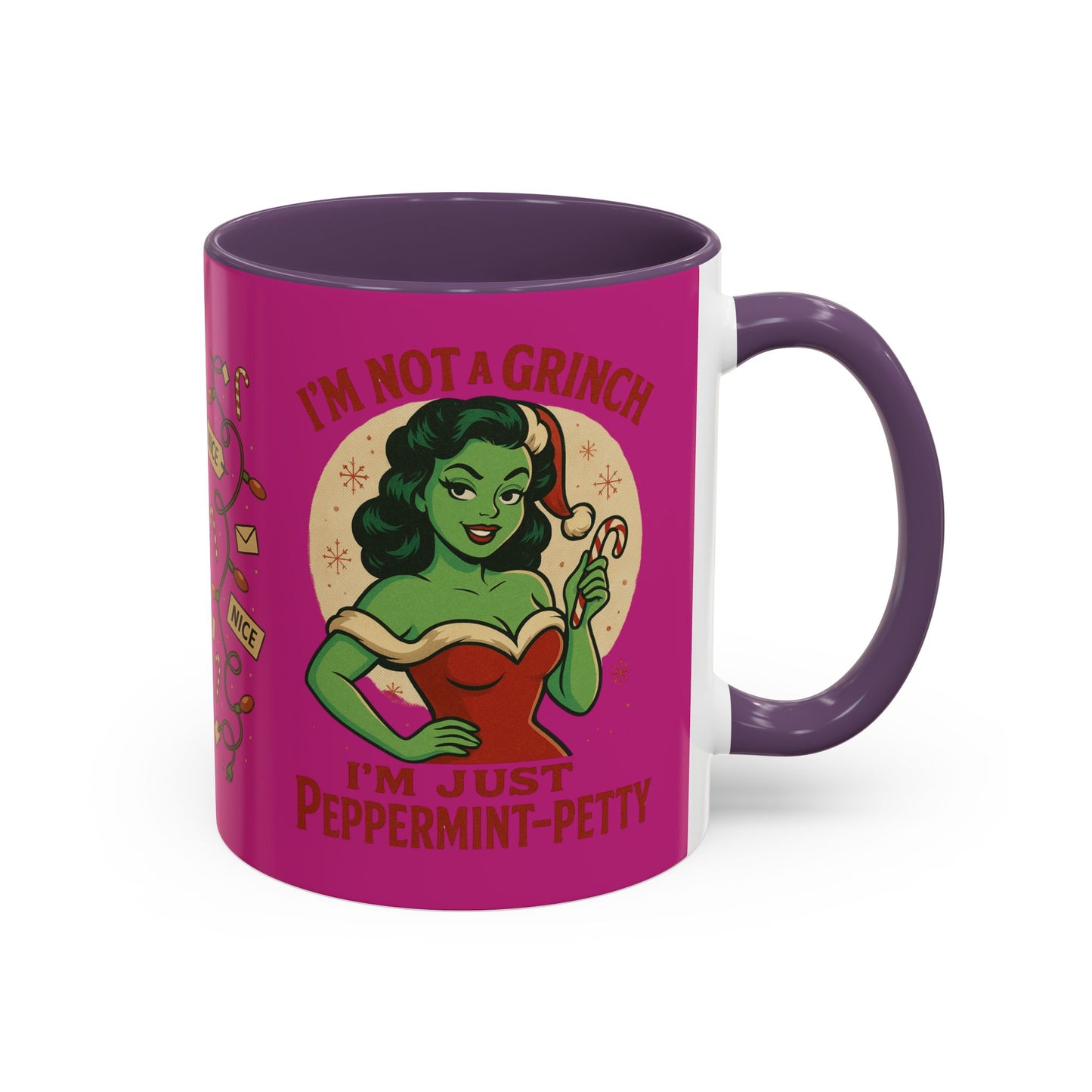 Festive Peppermint Coffee Mug, Holiday Gift, Fun Christmas Mug, Grinch Inspired, Cute Peppermint Patty Theme, Quirky Winter Cup