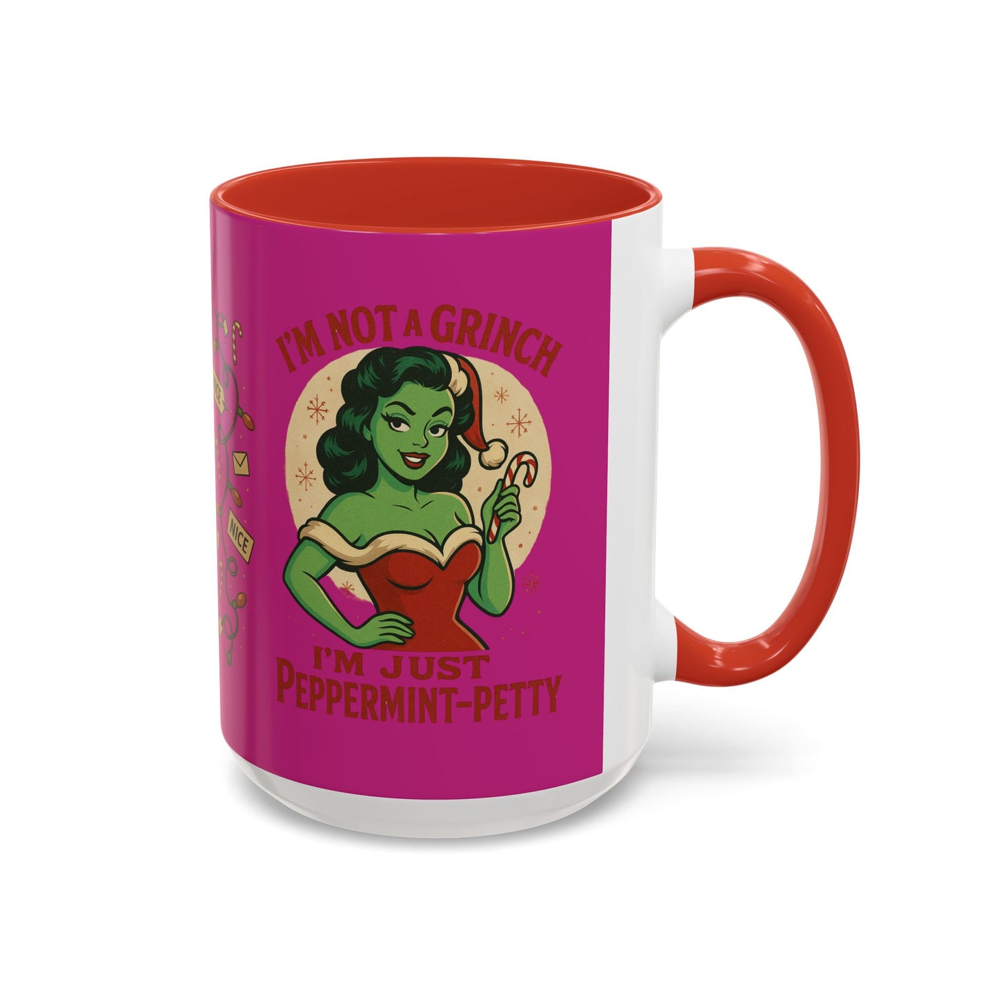 Festive Peppermint Coffee Mug, Holiday Gift, Fun Christmas Mug, Grinch Inspired, Cute Peppermint Patty Theme, Quirky Winter Cup