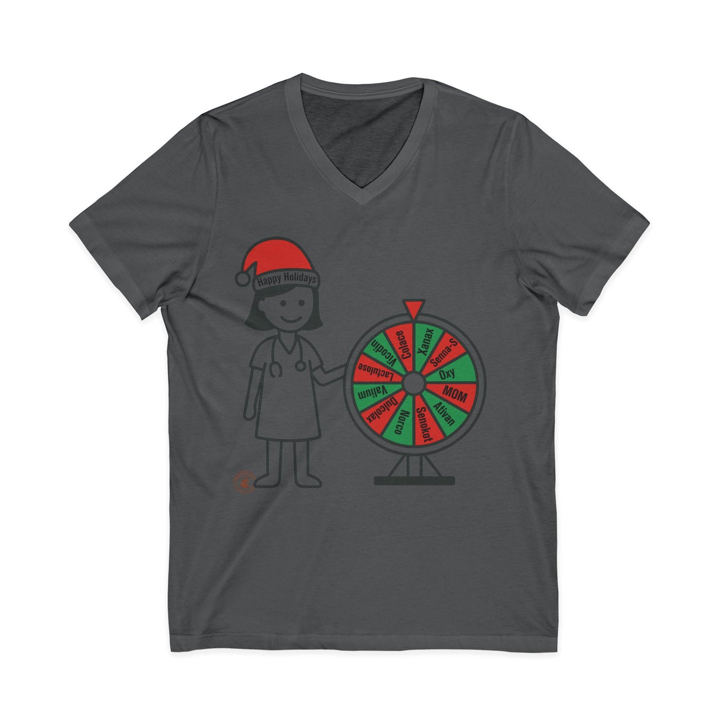 🎄 Nurse Holiday Spin-The-Wheel V‑Neck Tee  – Nurse V-Neck Tee