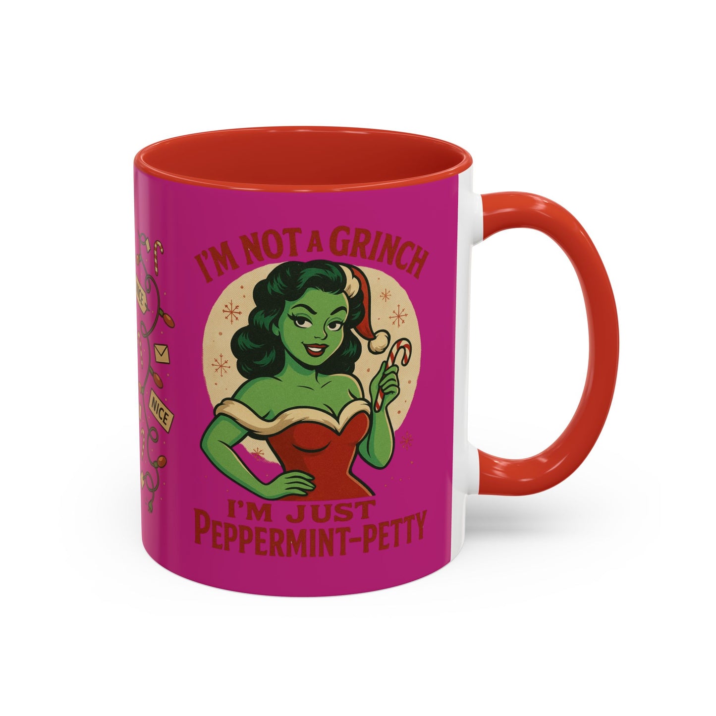 Festive Peppermint Coffee Mug, Holiday Gift, Fun Christmas Mug, Grinch Inspired, Cute Peppermint Patty Theme, Quirky Winter Cup