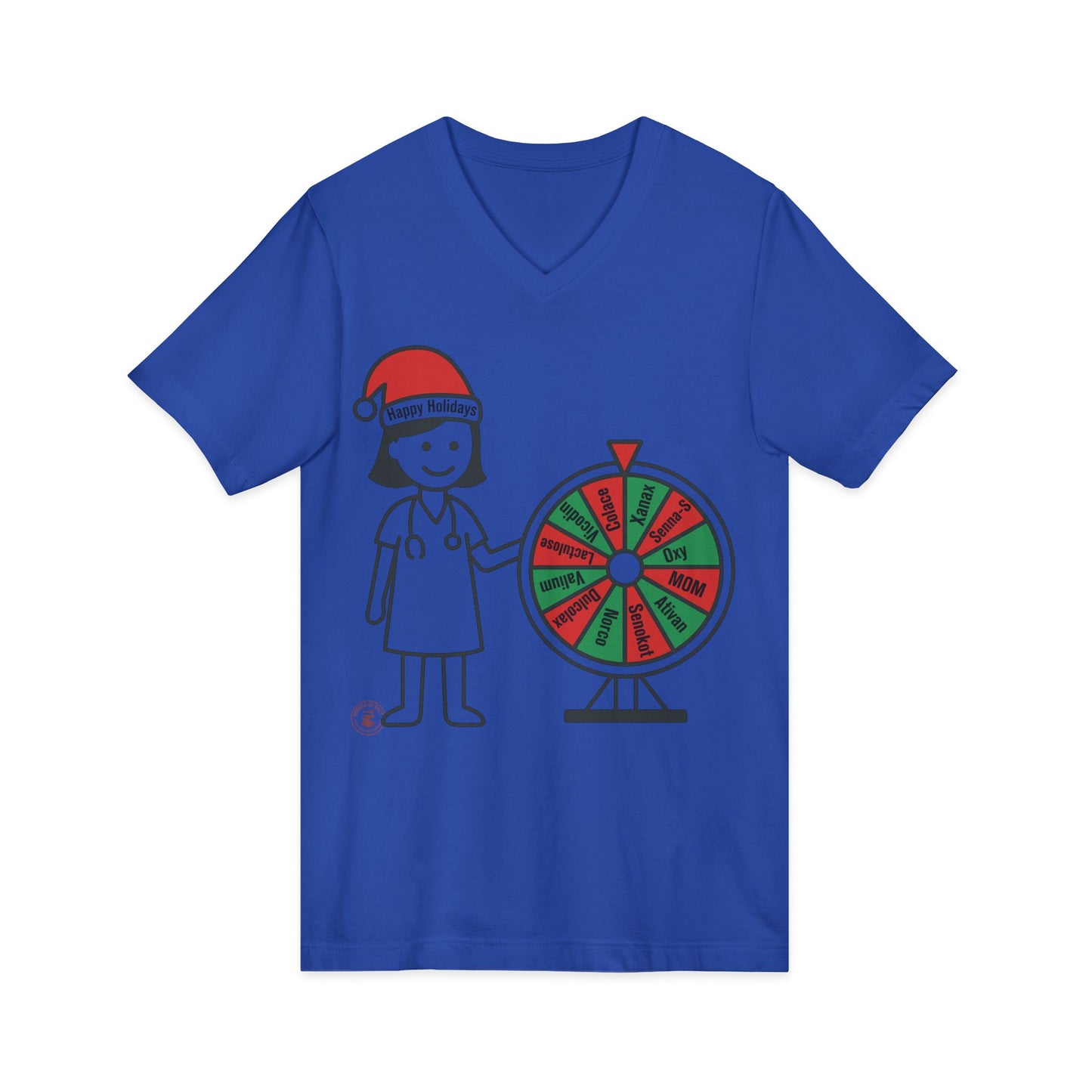 🎄 Nurse Holiday Spin-The-Wheel V‑Neck Tee  – Nurse V-Neck Tee