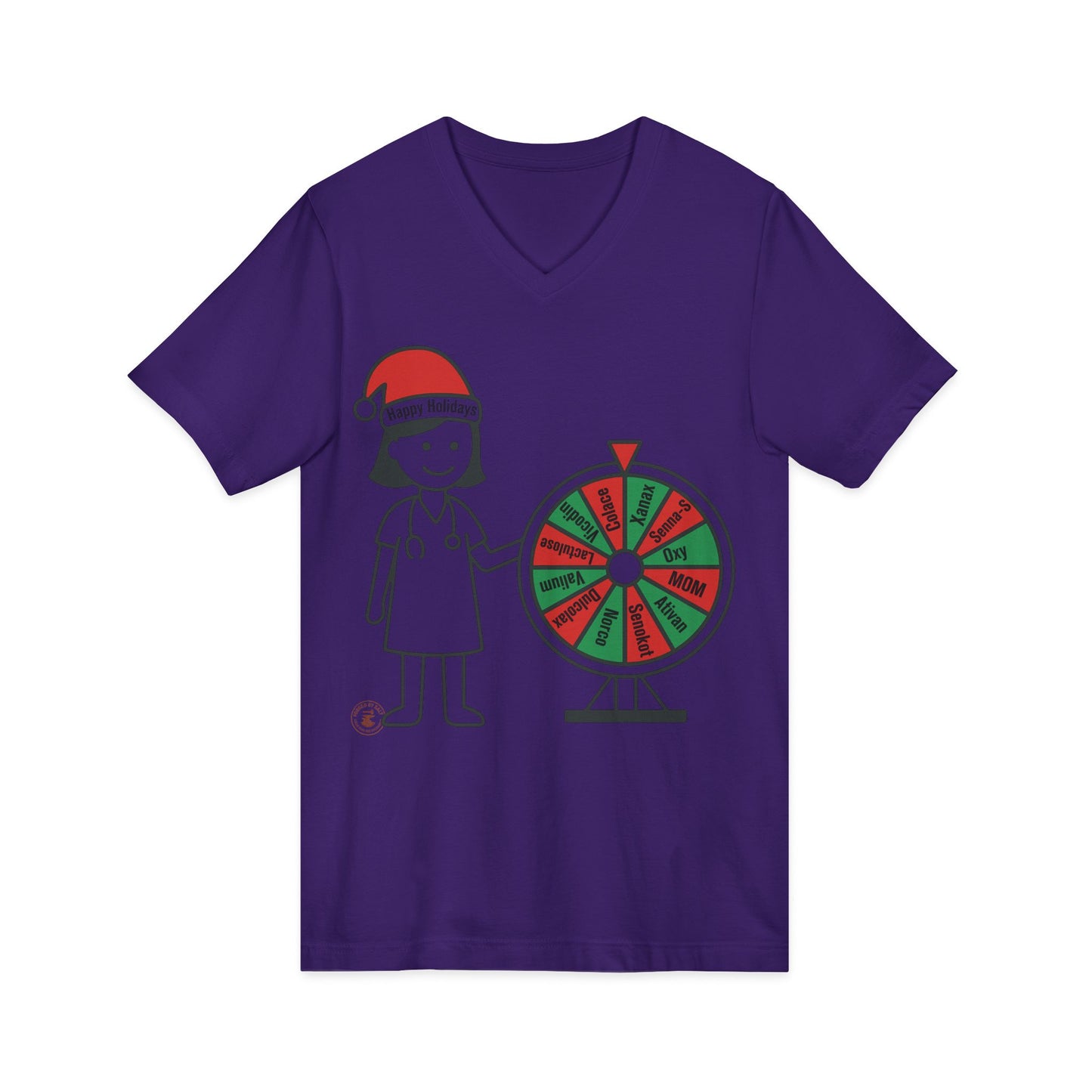 🎄 Nurse Holiday Spin-The-Wheel V‑Neck Tee  – Nurse V-Neck Tee