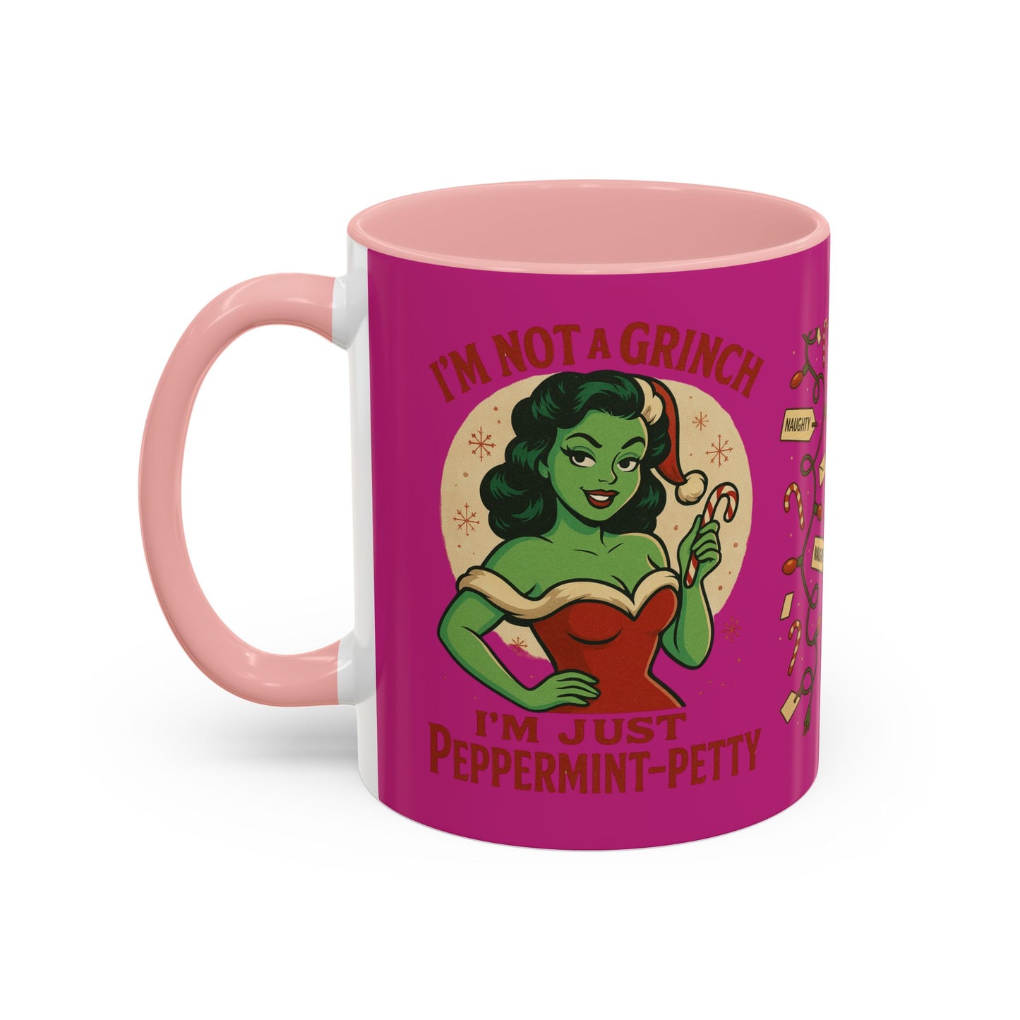 Festive Peppermint Coffee Mug, Holiday Gift, Fun Christmas Mug, Grinch Inspired, Cute Peppermint Patty Theme, Quirky Winter Cup