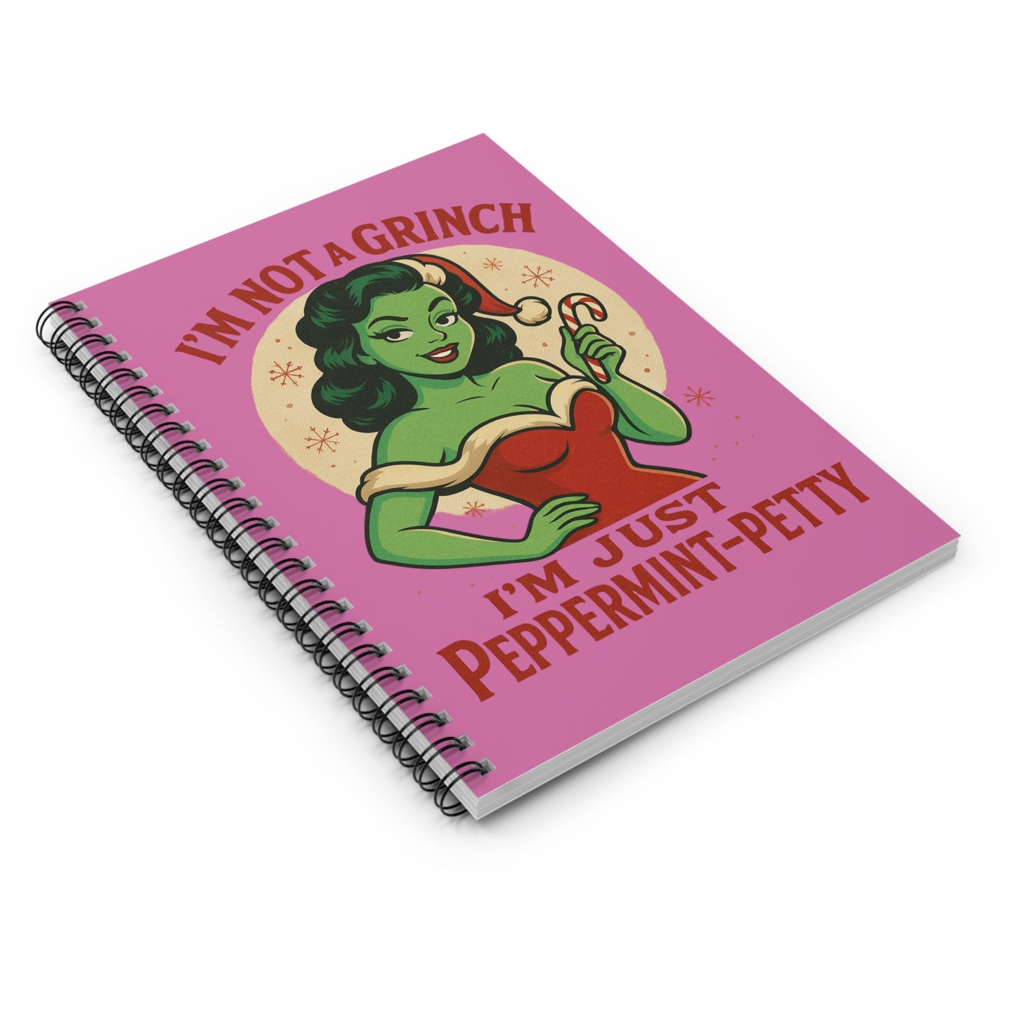 Whimsical Spiral Notebook – Peppermint-Petty Design, Fun Gift for Writers, Journals, Holiday Planning, Cute Stationery