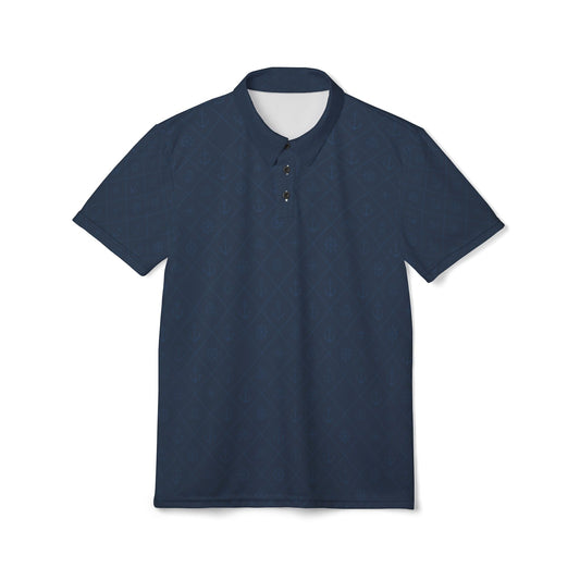 Nautical Pattern Polo – Deep Navy, Great for Parties, Family Gatherings, Comfortable Everyday Wear