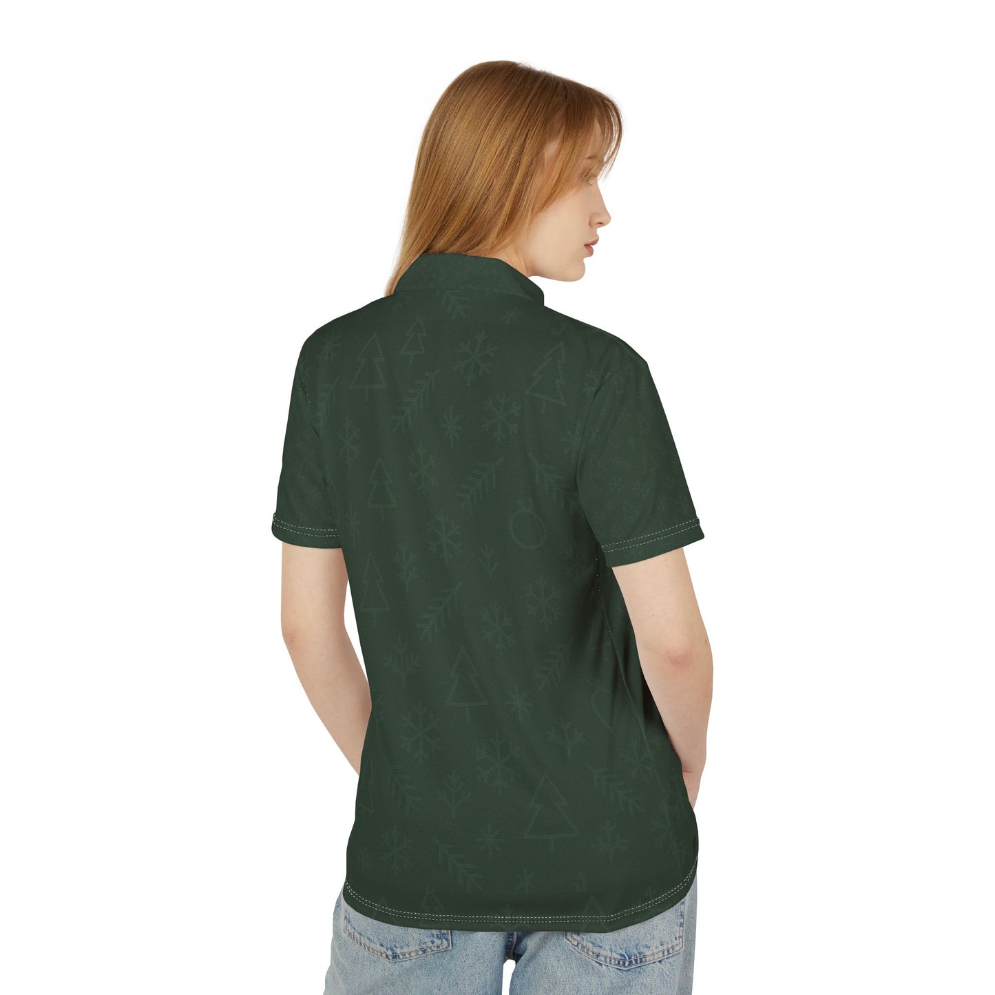 Festive Unisex Polo Shirt for Casual Celebrations, Green Holiday Attire, Great for Parties, Family Gatherings, Comfortable Everyday Wear