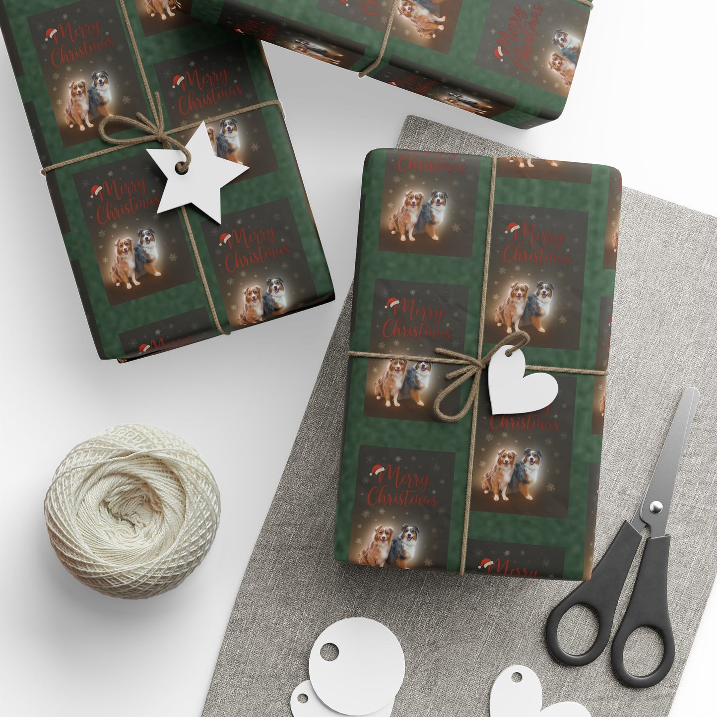 Merry Christmas Australian Shepherd Wrapping Paper – Festive Holiday Gift Wrap