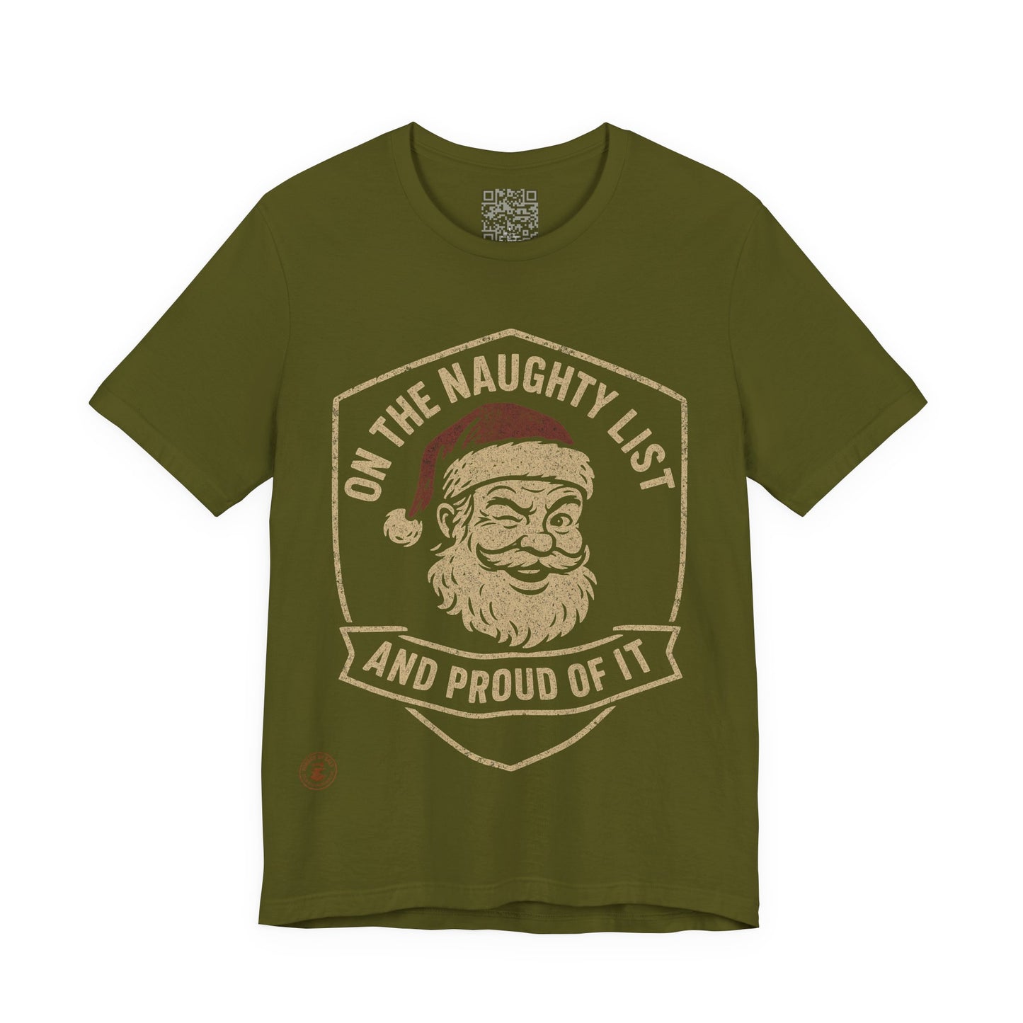 Unisex Tee Naughty List Santa Distressed Badge Shirt