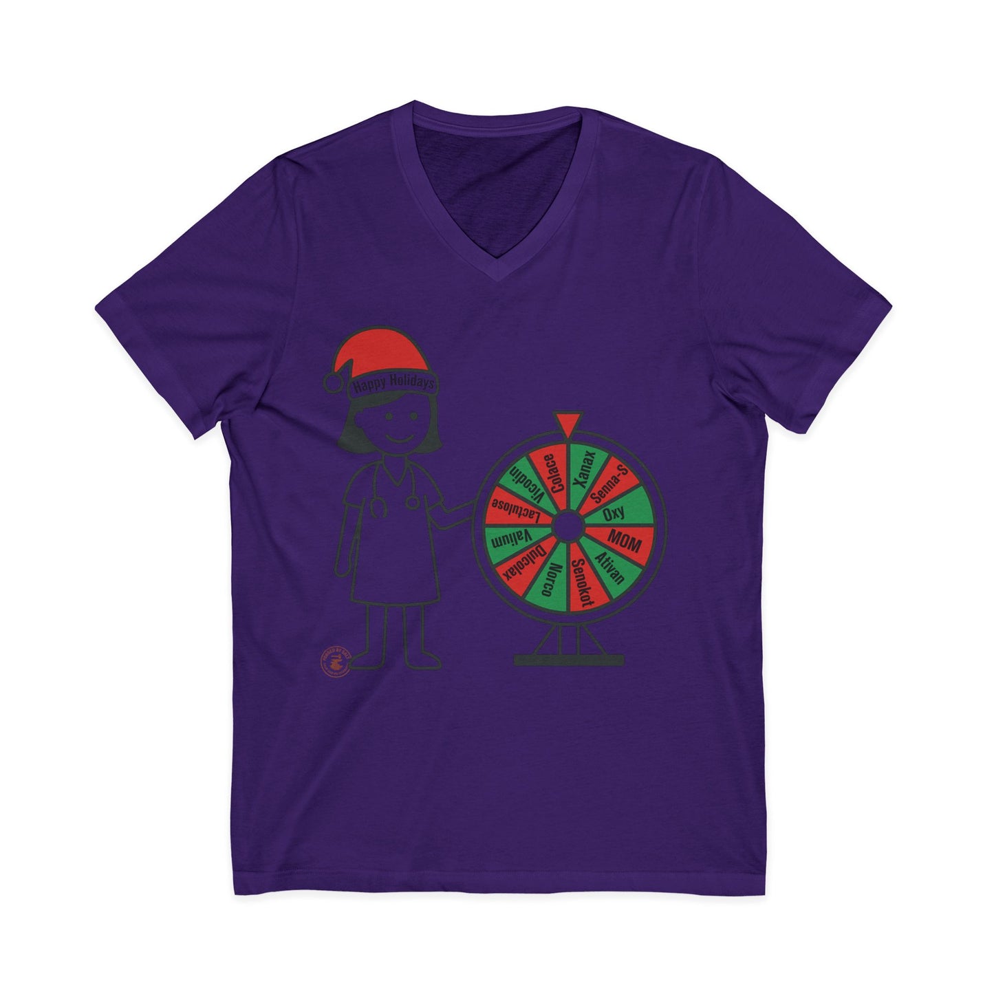 🎄 Nurse Holiday Spin-The-Wheel V‑Neck Tee  – Nurse V-Neck Tee
