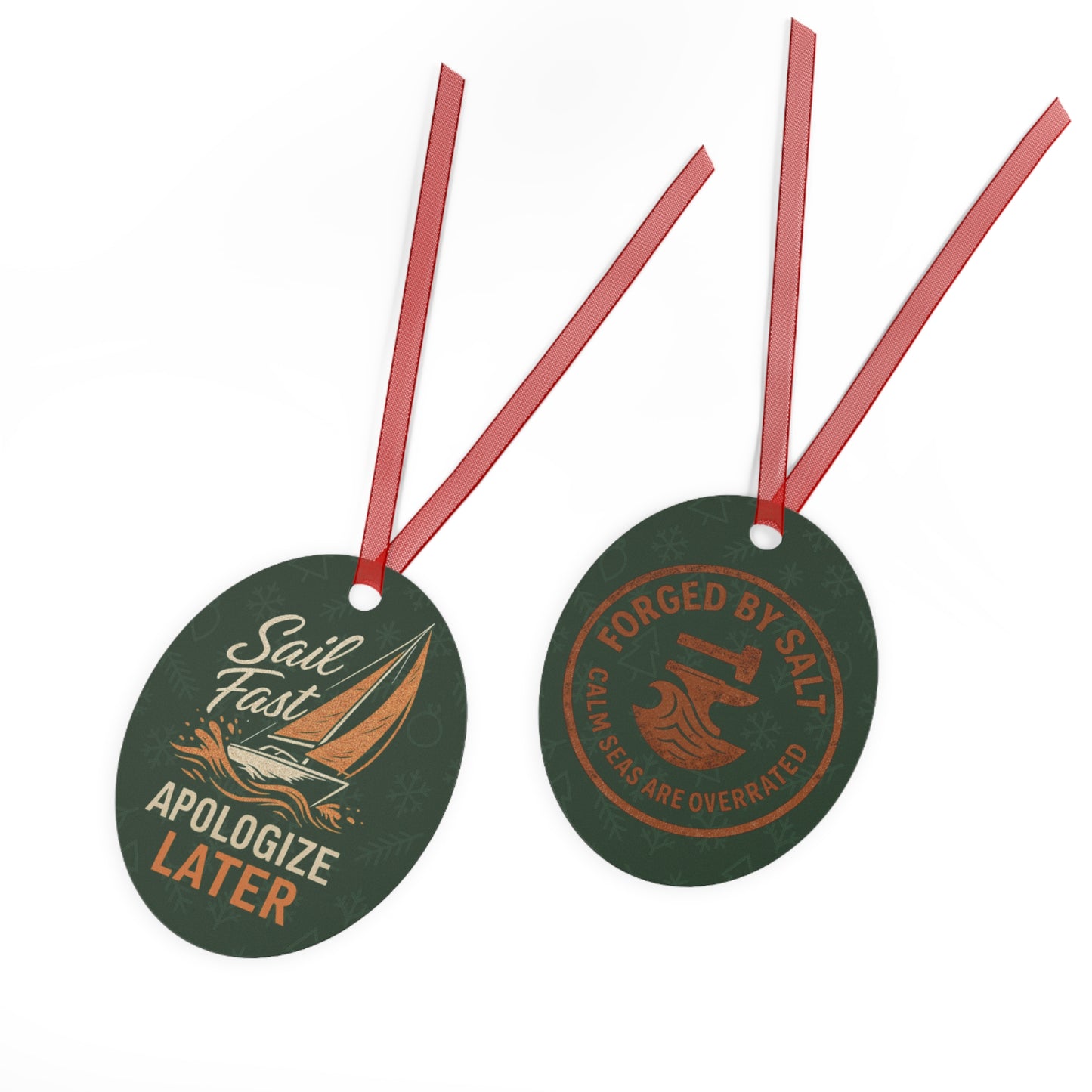 Sailing Inspired Metal Ornaments for Holiday Decor, Sail Fast Apologize Later, Nautical Christmas Decoration, Personalized Gifts, Boat [...]