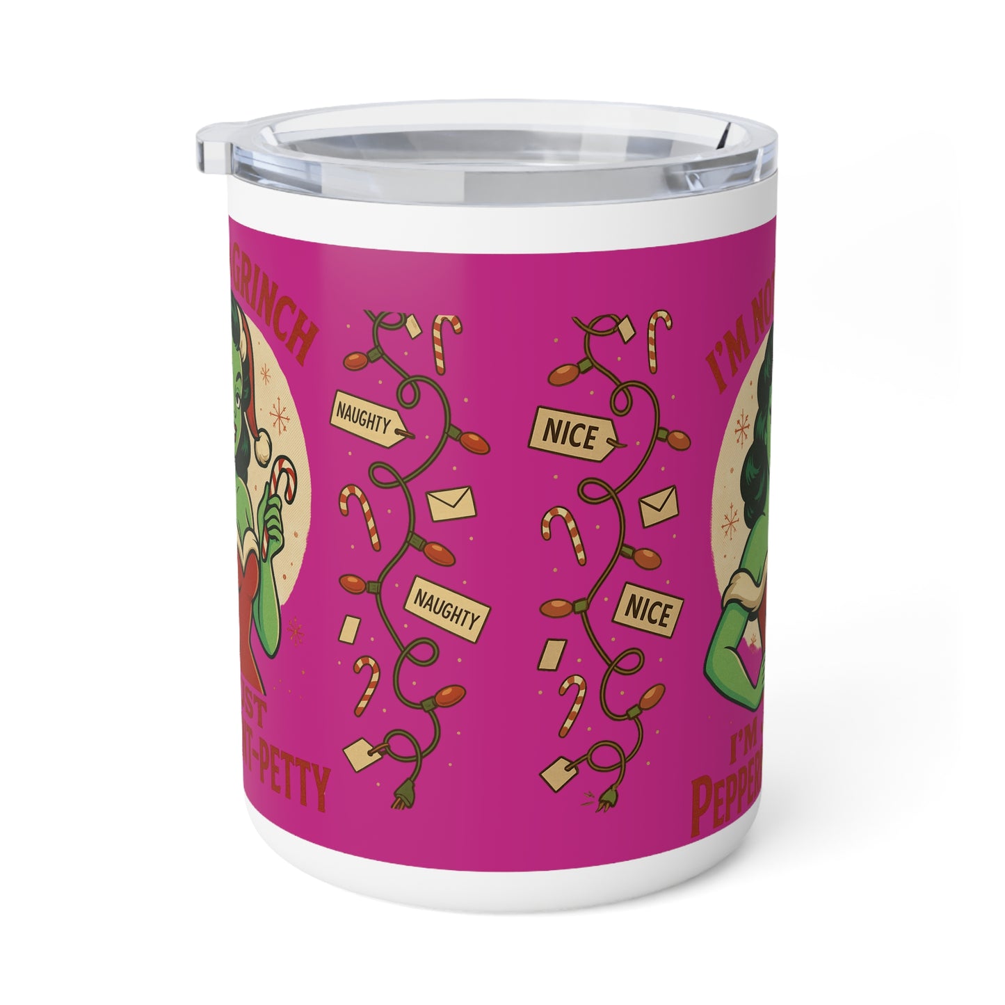 Grinch-Themed Insulated Coffee Mug, Fun Holiday Gift, Perfect for Christmas, Cozy Home, Naughty or Nice Events, Unique Coffee Lover Mug