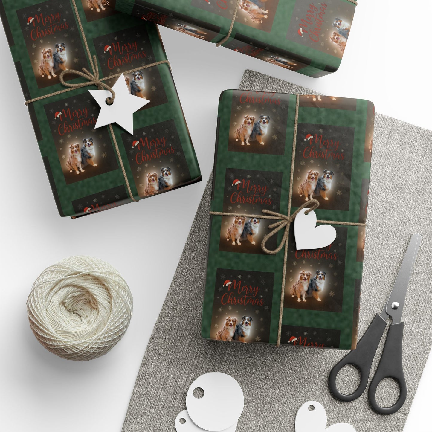Merry Christmas Australian Shepherd Wrapping Paper – Festive Holiday Gift Wrap