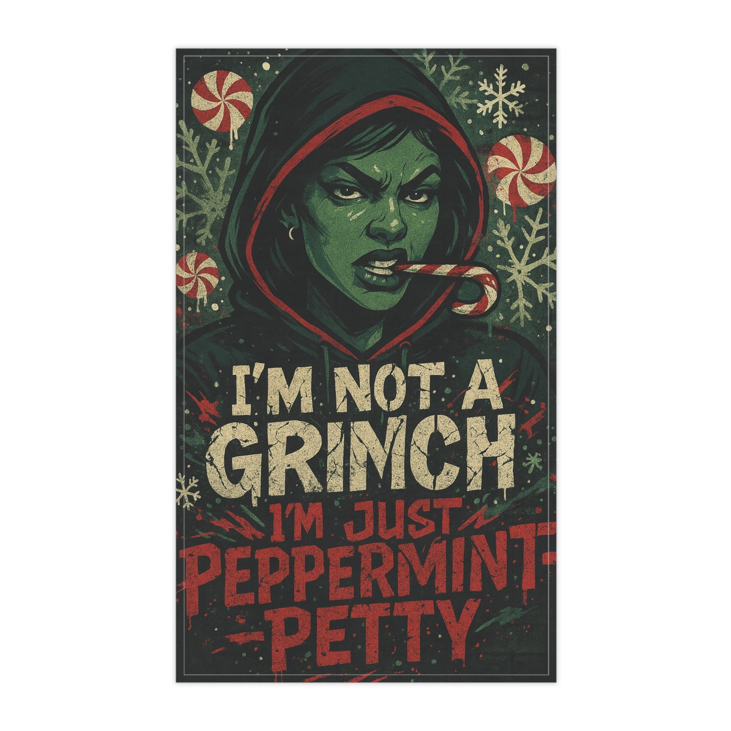 Peppermint-Petty Holiday Cotton Twill Tea Towel, Christmas Kitchen Decor, Unique Gift for Home, Fun Cooking Accessory