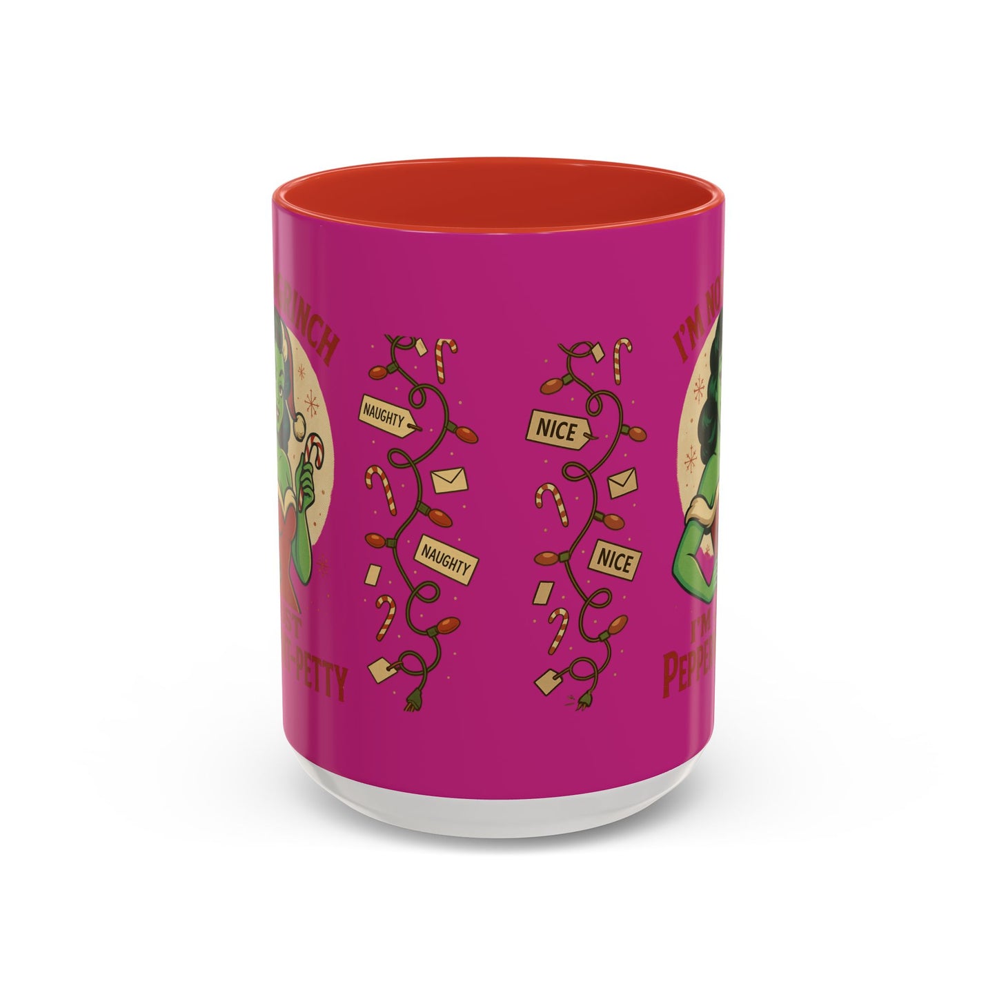 Festive Peppermint Coffee Mug, Holiday Gift, Fun Christmas Mug, Grinch Inspired, Cute Peppermint Patty Theme, Quirky Winter Cup