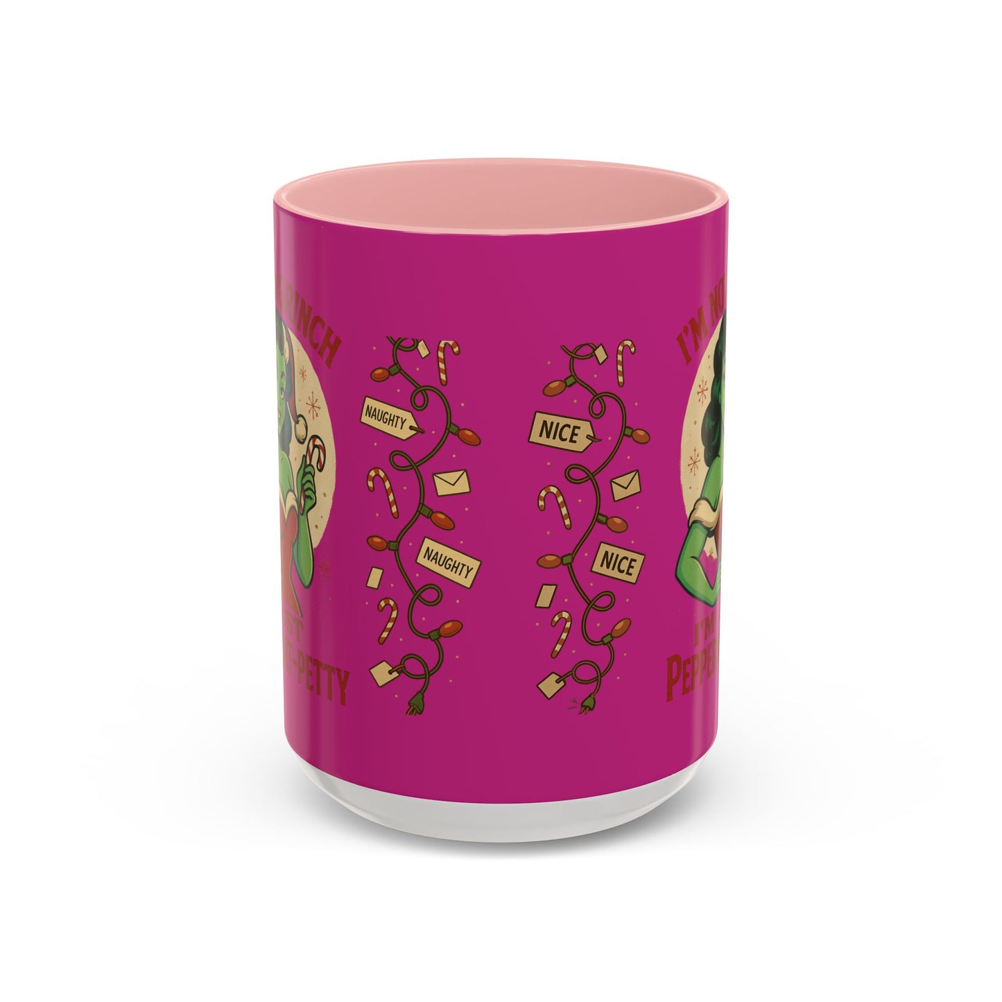 Festive Peppermint Coffee Mug, Holiday Gift, Fun Christmas Mug, Grinch Inspired, Cute Peppermint Patty Theme, Quirky Winter Cup