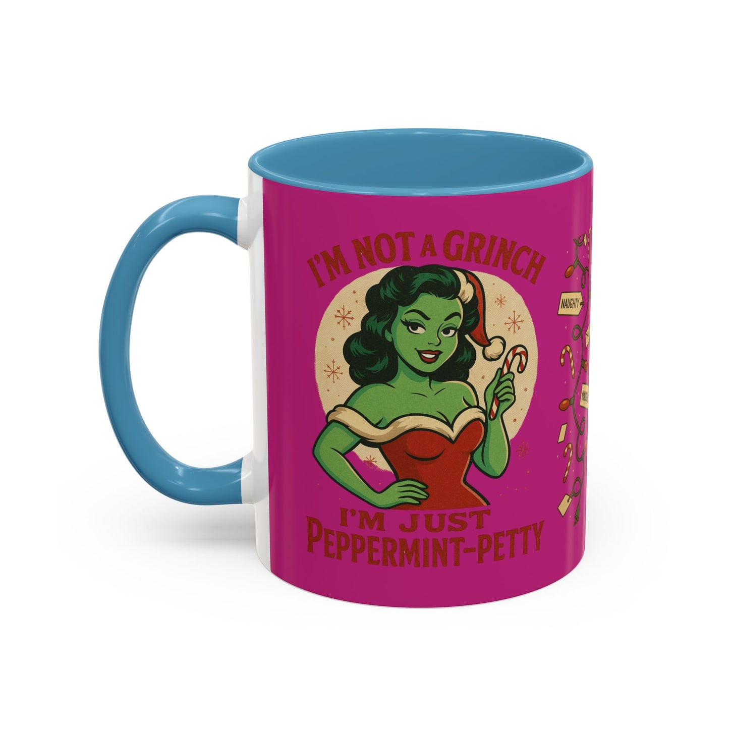 Festive Peppermint Coffee Mug, Holiday Gift, Fun Christmas Mug, Grinch Inspired, Cute Peppermint Patty Theme, Quirky Winter Cup