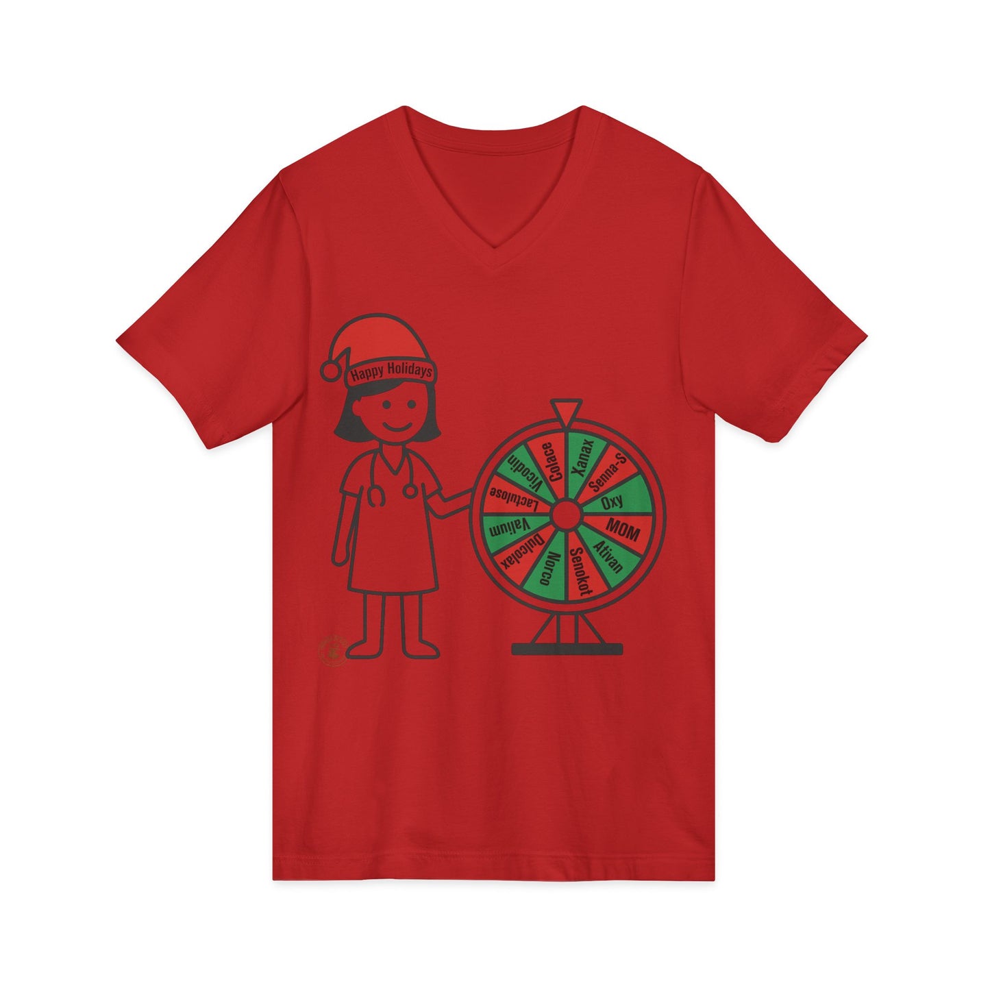 🎄 Nurse Holiday Spin-The-Wheel V‑Neck Tee  – Nurse V-Neck Tee
