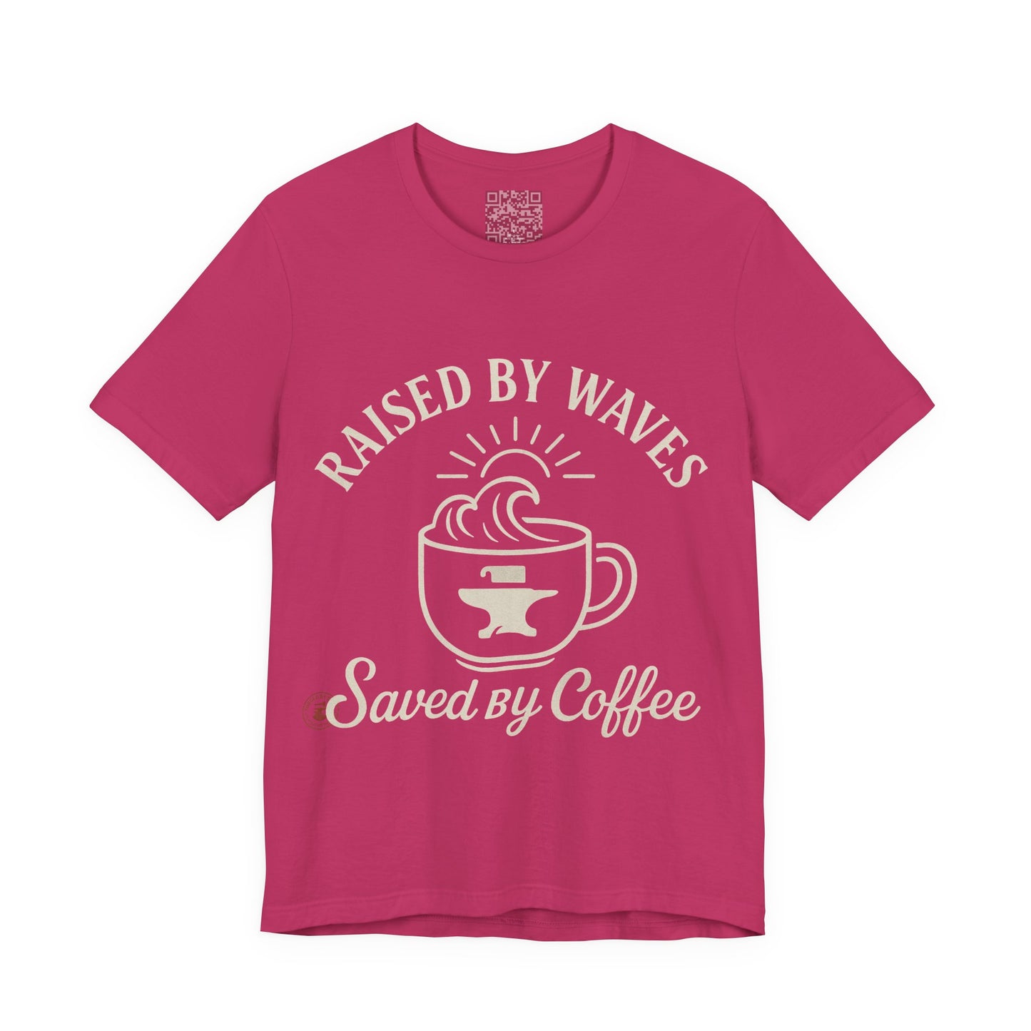 🌊☕ “Raised by Waves, Saved by Coffee” – Nautical Comfort Tee, Coffee Lover's Tee