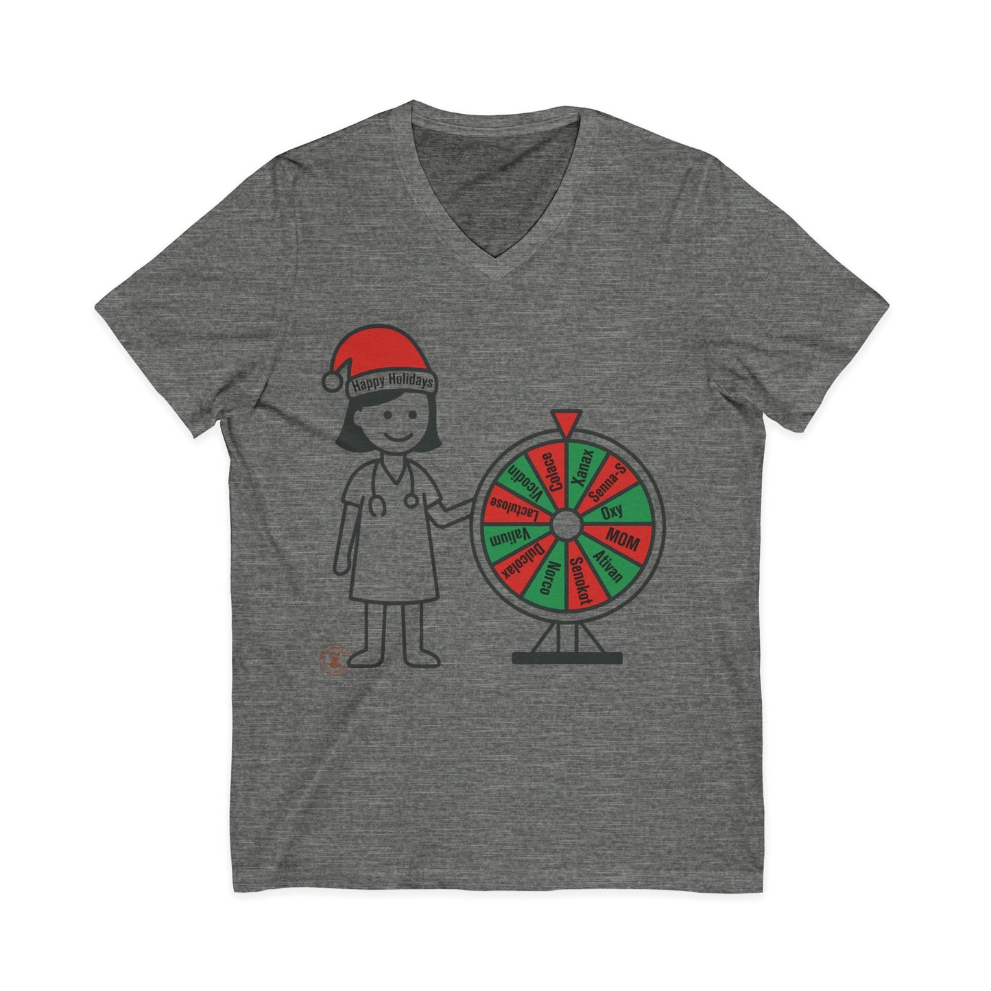 🎄 Nurse Holiday Spin-The-Wheel V‑Neck Tee  – Nurse V-Neck Tee