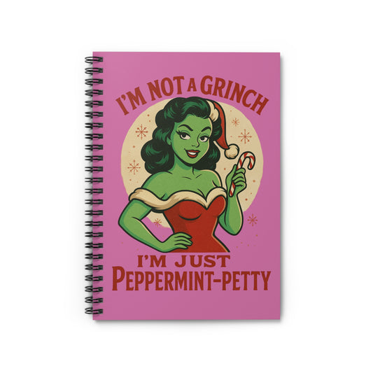 Whimsical Spiral Notebook – Peppermint-Petty Design, Fun Gift for Writers, Journals, Holiday Planning, Cute Stationery