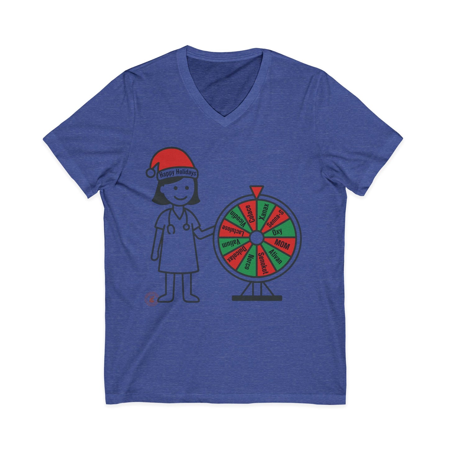🎄 Nurse Holiday Spin-The-Wheel V‑Neck Tee  – Nurse V-Neck Tee