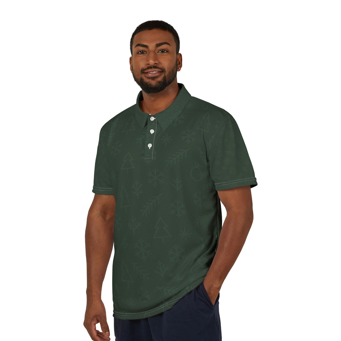 Festive Unisex Polo Shirt for Casual Celebrations, Green Holiday Attire, Great for Parties, Family Gatherings, Comfortable Everyday Wear