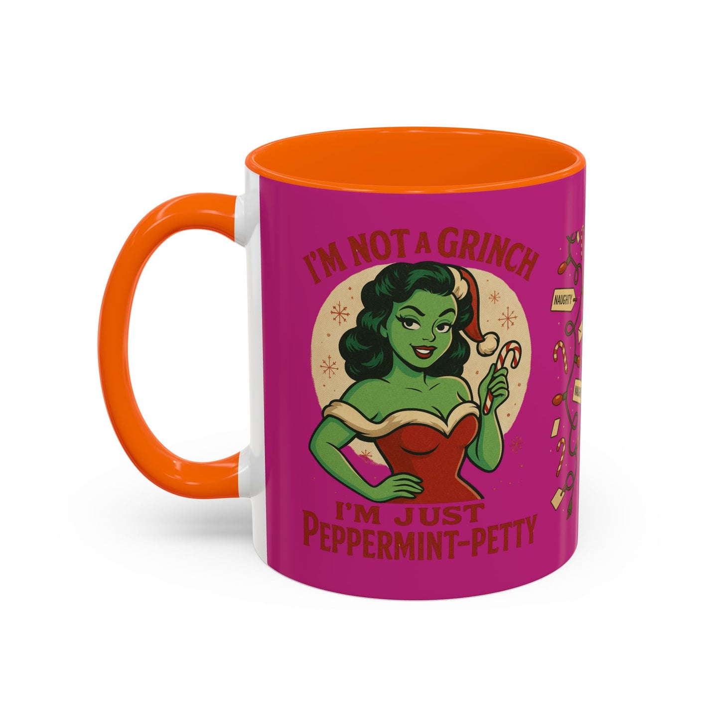 Festive Peppermint Coffee Mug, Holiday Gift, Fun Christmas Mug, Grinch Inspired, Cute Peppermint Patty Theme, Quirky Winter Cup