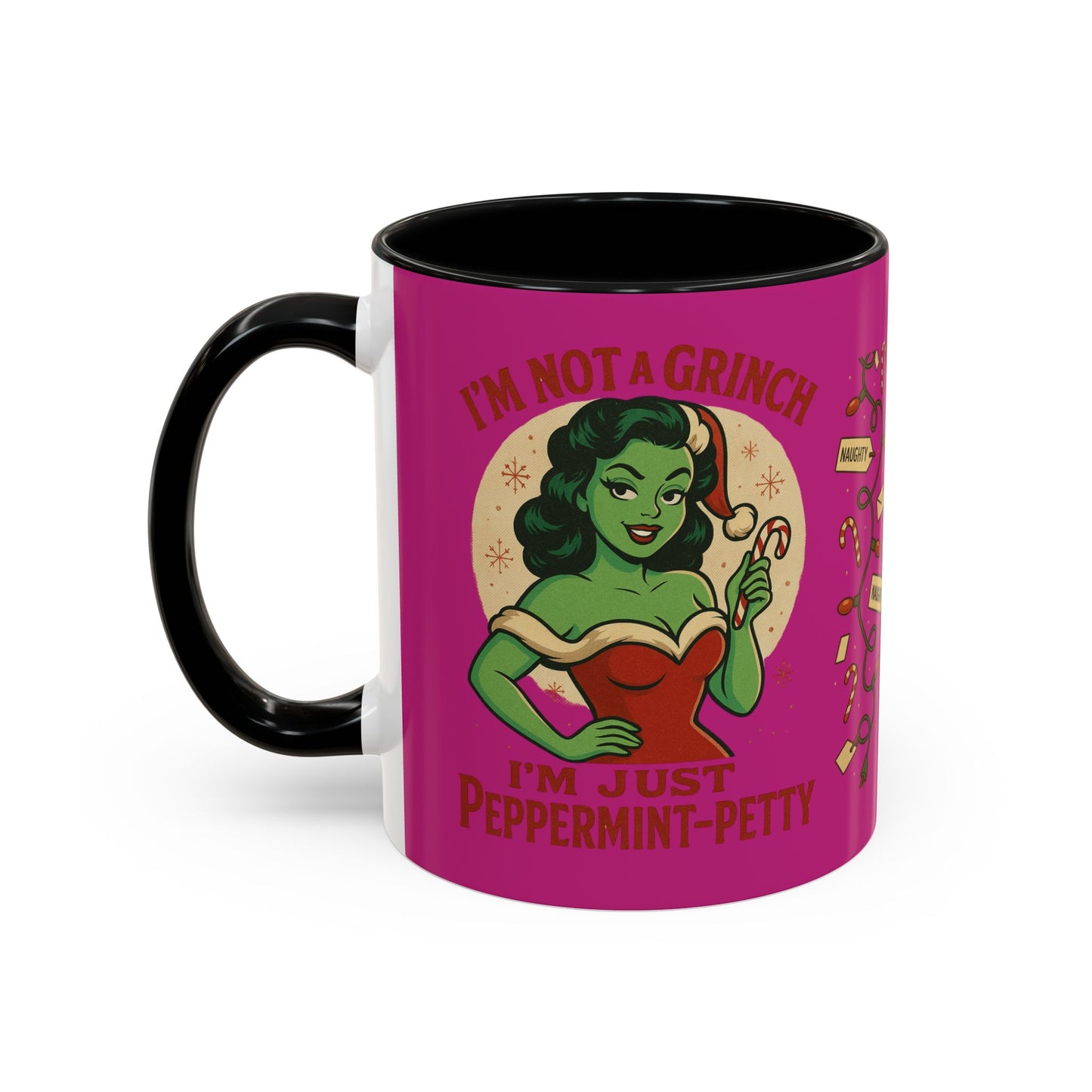 Festive Peppermint Coffee Mug, Holiday Gift, Fun Christmas Mug, Grinch Inspired, Cute Peppermint Patty Theme, Quirky Winter Cup