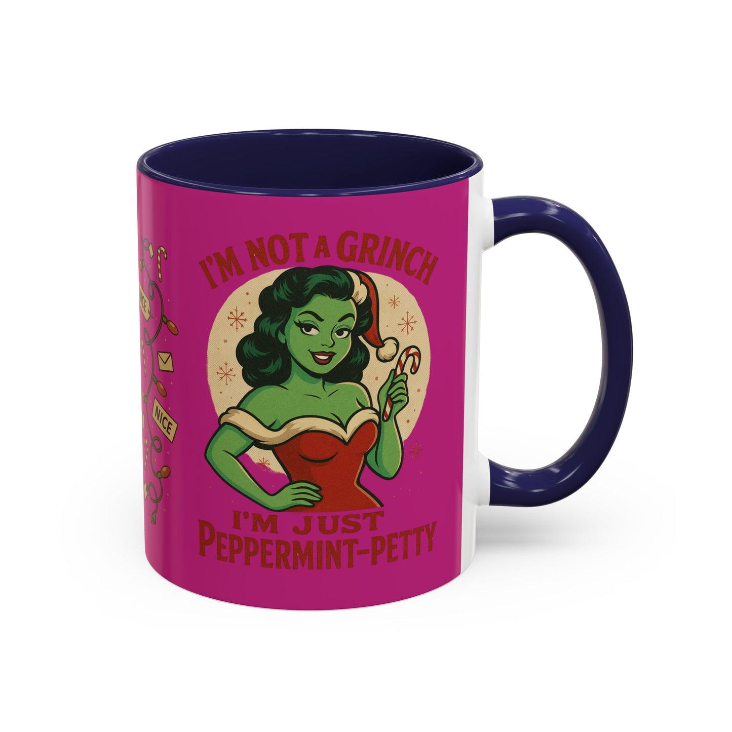 Festive Peppermint Coffee Mug, Holiday Gift, Fun Christmas Mug, Grinch Inspired, Cute Peppermint Patty Theme, Quirky Winter Cup