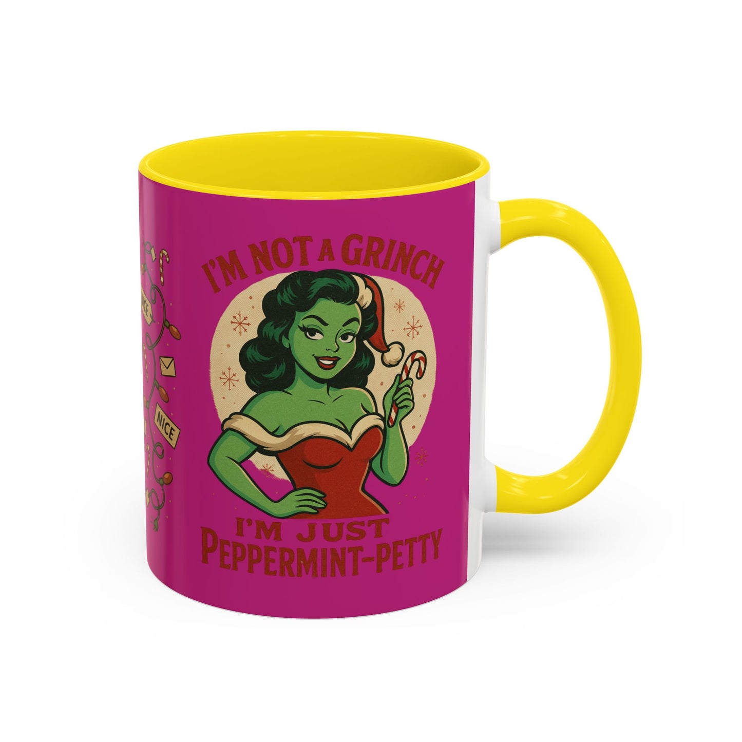 Festive Peppermint Coffee Mug, Holiday Gift, Fun Christmas Mug, Grinch Inspired, Cute Peppermint Patty Theme, Quirky Winter Cup