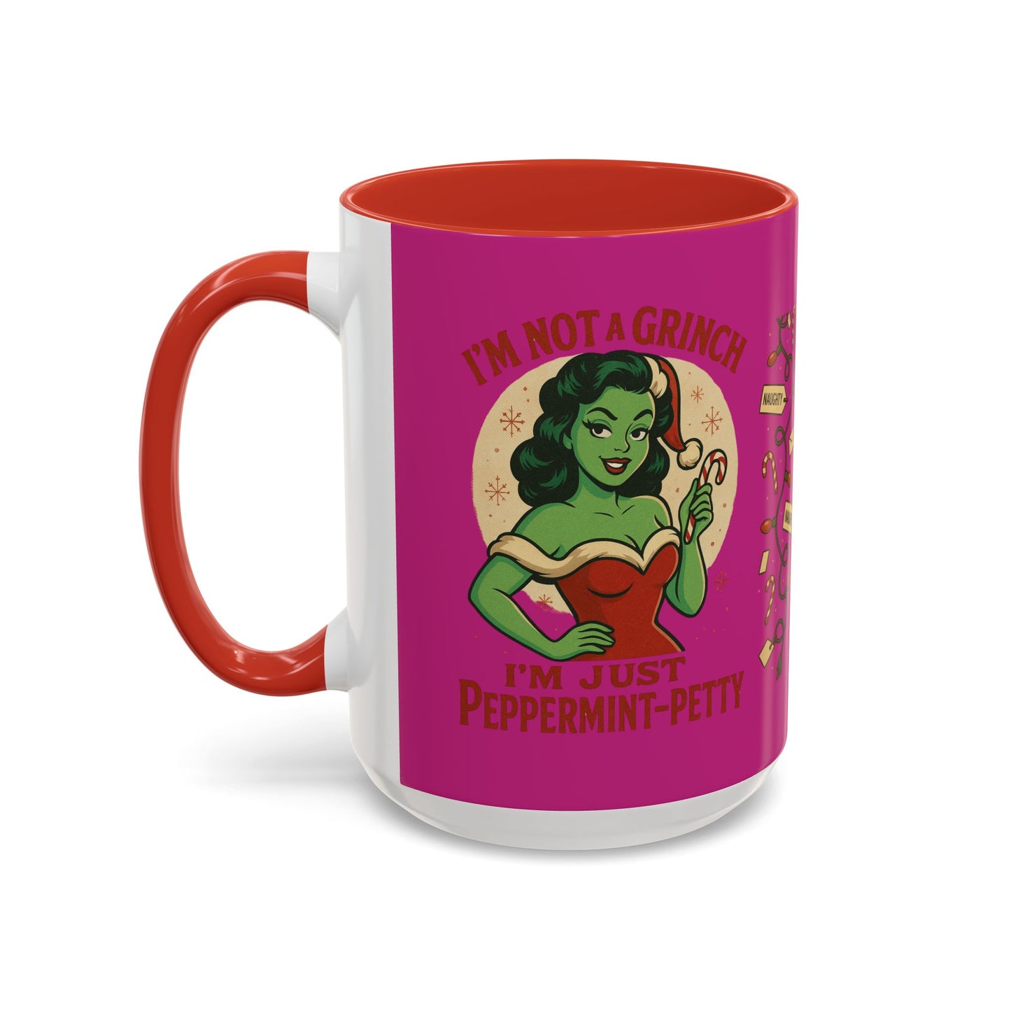 Festive Peppermint Coffee Mug, Holiday Gift, Fun Christmas Mug, Grinch Inspired, Cute Peppermint Patty Theme, Quirky Winter Cup