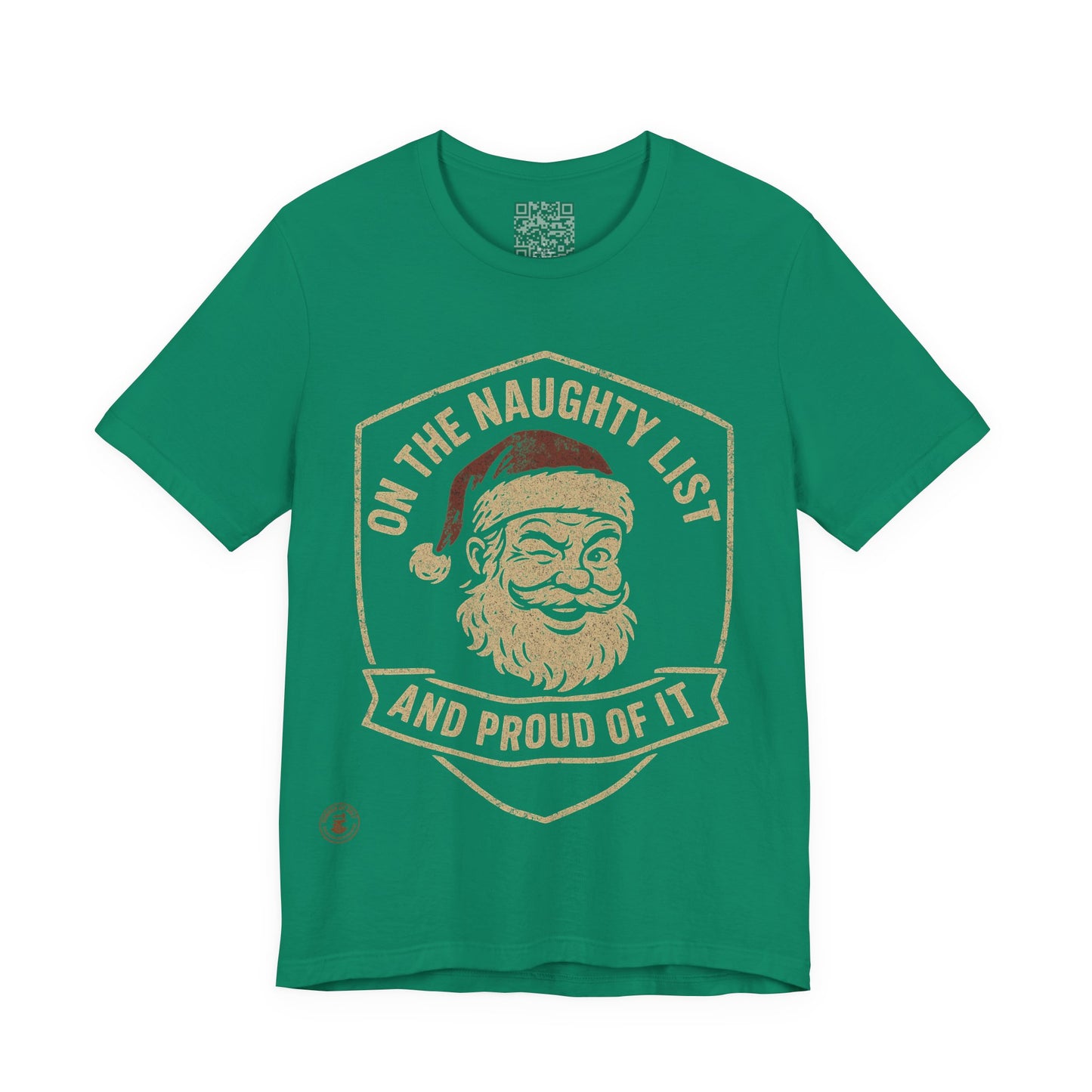 Unisex Tee Naughty List Santa Distressed Badge Shirt