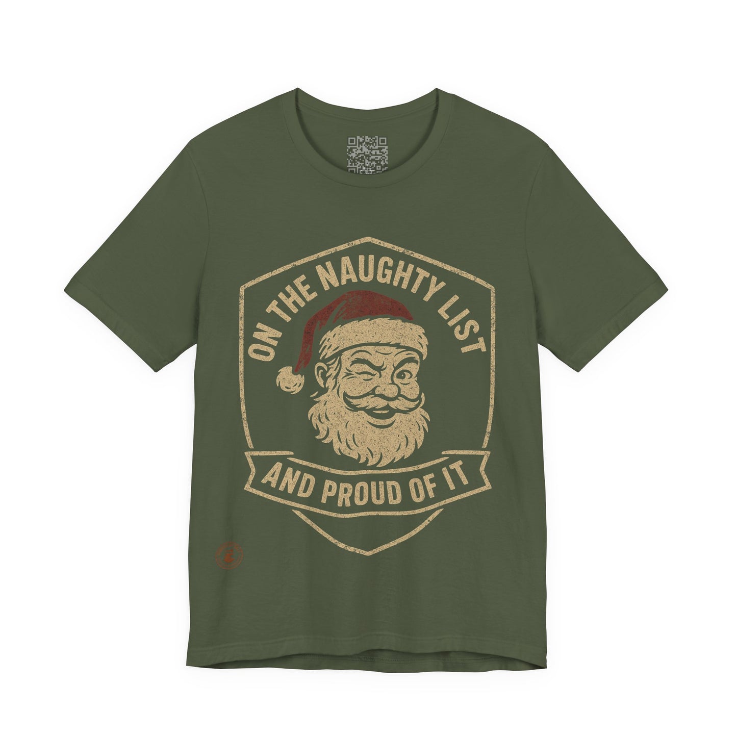 Unisex Tee Naughty List Santa Distressed Badge Shirt