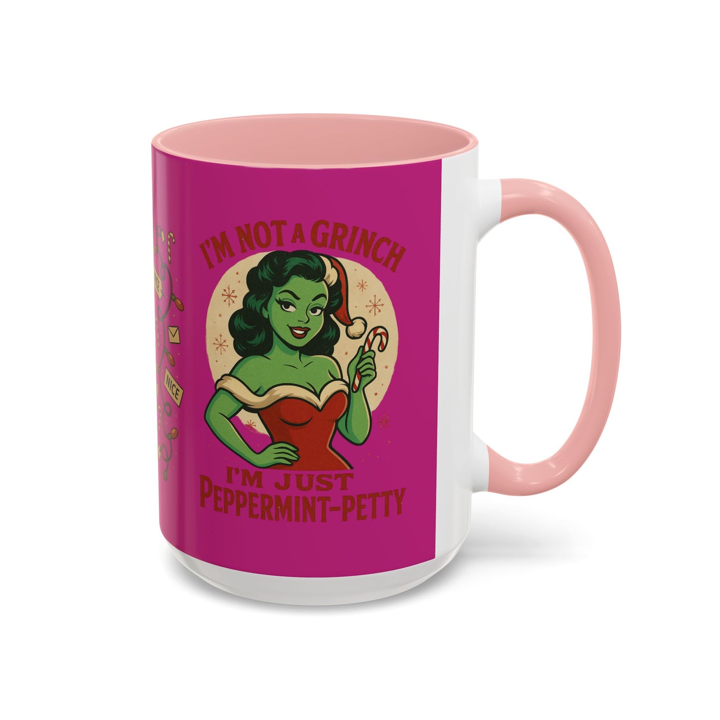 Festive Peppermint Coffee Mug, Holiday Gift, Fun Christmas Mug, Grinch Inspired, Cute Peppermint Patty Theme, Quirky Winter Cup